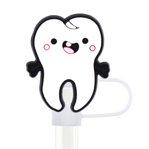 Al por mayor Tapones antipolvo de plástico suave con diseño de dientes de dibujos animados para pajitas, Adornos decorativos DIY para pajitas, Hebilla personalizada - Product Image 6