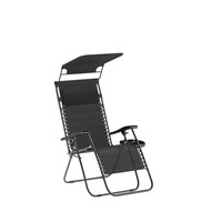 Chaise de jardin zéro gravité, lot de 2 chaises de patio inclinables avec auvent pliable et porte-gobelet pour mobilier d'extérieur