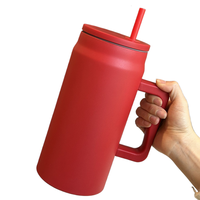 50OZ Büyük Pipetli Bardak 304 Paslanmaz Çelik Vakumlu Büyük Kapasiteli Taşınabilir Saplı