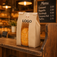 Sacs d'emballage pour boulangerie Interpac Classic biodégradables avec fenêtre transparente, poignées torsadées, recyclables, en papier kraft, pochettes rectangulaires