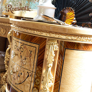 ロイヤルフレンチスタイルの豪華なクラシック寝室用ドレッシングテーブル、引き出し、鏡、天然木目、金色の無垢材、アンティーク、ヴィンテージ - Product Image 3