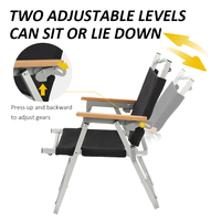 Fauteuil de camping pliable Kermit moderne en aluminium avec dossier réglable, surface en tissu amovible, idéal pour l'extérieur et le jardin - Vente en gros