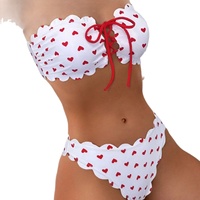 Nouveau bikini deux pièces de style européen et américain pour femme, maillot de bain taille haute à lacets en polyester/spandex haute élasticité