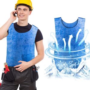 Vessies de glace de refroidissement gilet en tissu de maille respirante gilet de travail avec poches gilet de sécurité haute visibilité pour hommes femmes - Product Image 1