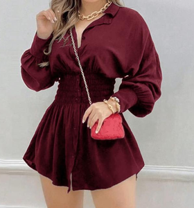 Abito <span class=keywords><strong>Estivo</strong></span> Casual Chic da Donna con Scollo a V, Elegante <span class=keywords><strong>Vestito</strong></span> <span class=keywords><strong>Corto</strong></span> a Maniche Lunghe con Vita Alta e Stampa - Product Image 6