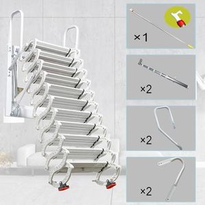 12-Bước Trắng Gác Mái Treo Tường Gấp Loft Thang Có Thể Thu Vào Đóng Mở Rộng Cầu Thang Hệ Thống Pulldown Vận Chuyển Hàng Hóa Thang Máy - Product Image 5