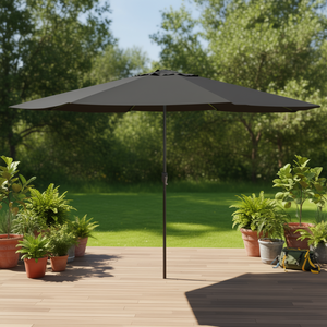 Sombrilla de Jardín Negra de 153.5 Pulgadas con Poste de Metal, Protección Solar para Exteriores, Tela Oxford Resistente a los Rayos UV, para Uso en Verano - Product Image 2