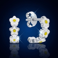 Meistverkaufte Damen-Ohrstecker aus Rhodium-plattiertem 925 Sterling Silber mit Niedlichem Eigelb-Blumen-Design - Frisches und Süßes Geschenk