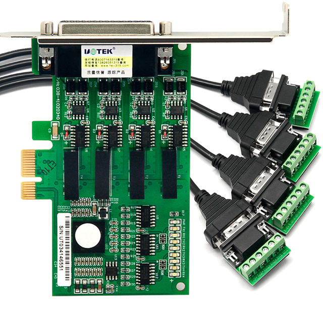 UOTEK Industrial PCI-E RS-485/RS-422 4 Port High Speed 2.5Gbps Serial Adapter Optical Isolation Flow Control -40~85C 4U