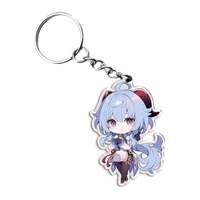 Porte-clés en acrylique personnalisé avec pendentif charmante fille anime fantastique, bord transparent, chaîne à anneaux fendus, pour collection de fans et cadeaux