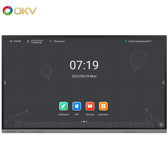 OKView 65 Inch Digital  Interactive Flat Panel IR Touch Screen Smart Whiteboard for Conference