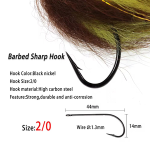 2/0 # 레인보우 존커 스트리머 플라이 서스펜딩 헤드 3D 물고기 눈 토끼 스트립 큰 바닷물 플라이베이스 파이크 송어 낚시 미끼 - Product Image 4