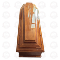 Ataúd de Madera Maciza Pulida de Alto Brillo Estilo Europeo, Ecológico, Tallado a Mano con Motivo de la Última Cena, Color Personalizado para Funerales