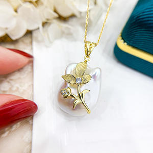 Pendentif en argent S925 avec perles de 11 à 18 mm, accessoires de perles DIY, magnifique support de collier, 30851 pendentifs et breloques en cristal - Product Image 1