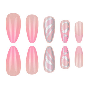 <span class=keywords><strong>Faux</strong></span> ongles en acrylique ABS style français romantique <span class=keywords><strong>rose</strong></span> avec lignes argentées, ongles artificiels à presser, <span class=keywords><strong>faux</strong></span> ongles effet <span class=keywords><strong>bonbon</strong></span> - Product Image 2