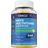 Gummies multivitaminées sans sucre pour hommes, marque privée OEM, multi-minéraux, soutien énergétique, immunité, mémoire, métabolisme hormonal, 60 unités