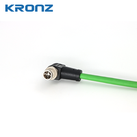 KRONZ M12 Connecteurs pré-assemblés Ethernet/IP coudés mâle PVC Drag Chain vert jaunâtre blindé M12 8 Pin X-coding Connector