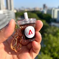 Llavero NFC con forma de mini taza de café personalizada, con etiqueta inteligente de sublimación, diseño Iced Americano Latte Matcha Mocha, venta al por mayor