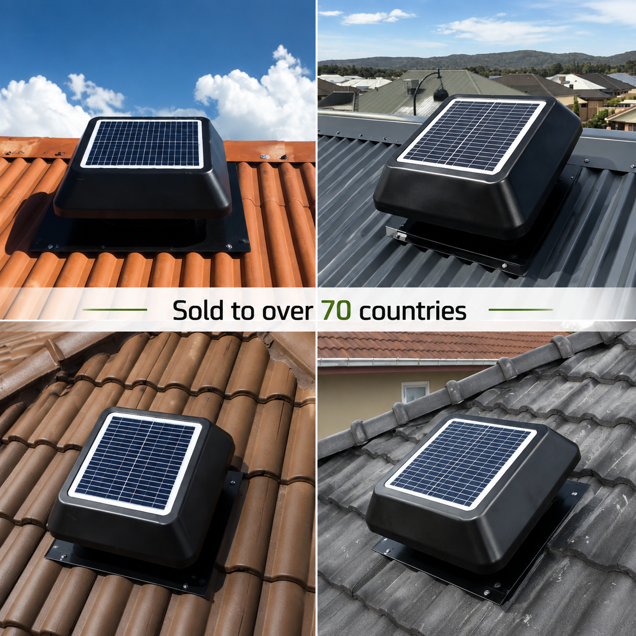 SIPL 25W-12inch Square Solar Power Attic Roof Ventilation Fan IP68 Waterproof DC Motor Galvanized Steel Fresh Air System · image 5