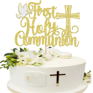 Décoration de gâteau <span class=keywords><strong>pour</strong></span> la Première <span class=keywords><strong>Communion</strong></span>, avec motifs religieux Pigeon de la Paix et Croix, idéale <span class=keywords><strong>pour</strong></span> les thèmes de Baptême et de Baby Shower - Product Image 1