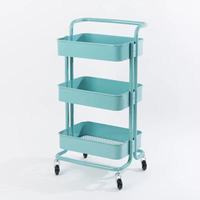 Chariot de rangement à 3 niveaux en métal avec poignée et roulettes pour salon, cuisine, bureau