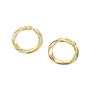 Orecchini a Cerchio E4225 in Oro con Incastonatura a Canale di Diamanti, Gioielli Classici da Donna - Product Image 1