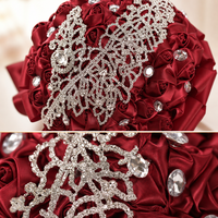 Bouquet de mariée personnalisé en ruban de satin et cristaux, provenant de Chine, pour la décoration de table de mariage, 21 cm