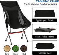 Chaise pliante de randonnée en plein air de couleur personnalisée avec logo personnalisé Chaise de camping pliante légère et portable à dossier haut