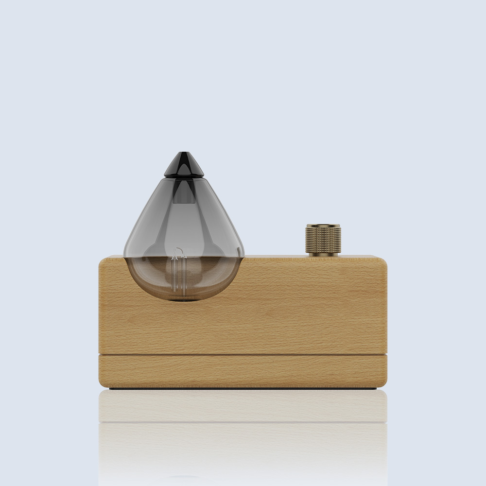 madera burly + vidrio gris