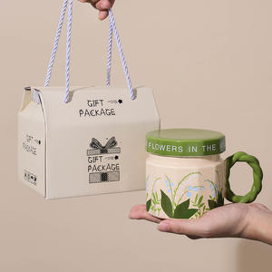 แก้วเซรามิกหรูหราพร้อมฝาปิด 301-400 มล. ของขวัญนำกลับมาใช้ใหม่ได้ สำหรับกาแฟสำนักงานหรืออาหารเช้า - Product Image 2