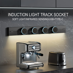 Màu Xám cảm ứng ánh sáng theo dõi ổ cắm hộ gia đình trượt di động cung cấp điện trượt nhà bếp và phòng khách với USB trượt ổ cắm - Product Image 4