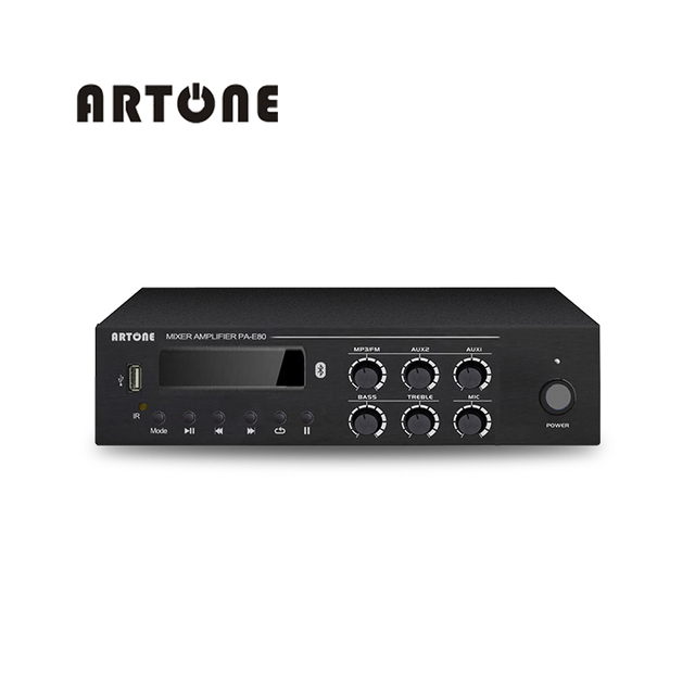 80W Desktop Best for Small Shops, Stores Music System PA-E80 Power Mini Mixer Amplifier