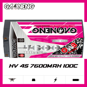 Batterie LiPo GNB GAONENG 7600MAH 4S 4S2P HV 15.2V 100C pour voiture de course RC à l'échelle 1:8, en plastique ABS, avec connecteur bullet 5mm intégré - Product Image 2