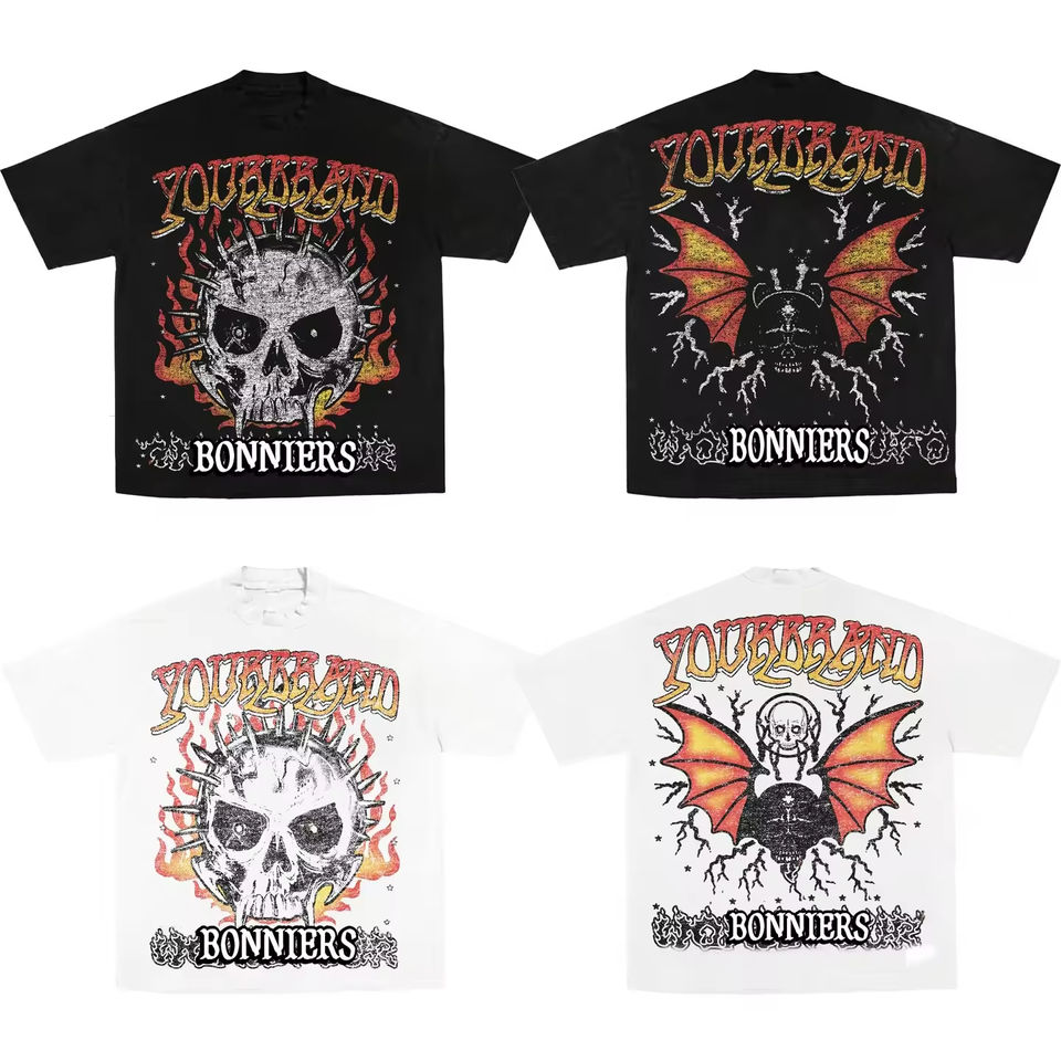 Oem/odm Manufacturers Heavyweight Cotton Oversized Graphic Tee Custom Print Acid Wash Vintage Style For Men