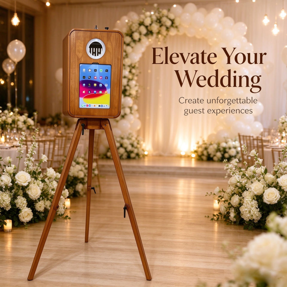 LED Ring Light Wooden iPad Photo Booth Stand, Selfie Photo Booth ...
