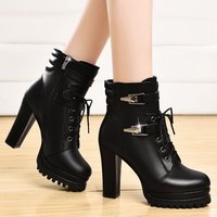 Bottes à talons hauts classiques noires décontractées pour femmes, à fermeture éclair, collection hiver, vente chaude