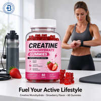 Gummies de créatine monohydrate 5g certifiées GMP pour femmes, 60 unités, 2 par portion, soutien musculaire, vente en gros OEM