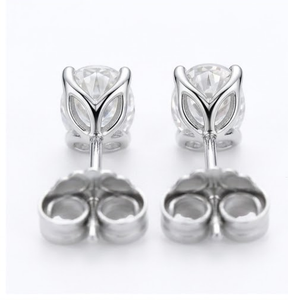 S925 Sterling <b>Silver</b> Moissanite <b>Stud</b> <b>Earrings</b> Oval Cut 4 Prong Claw <b>Set</b> Classic Jewelry for Wedding Gift - Product Image 2