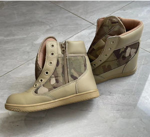 DFTSB115 Botas Tácticas para Niños y Estudiantes, Transpirables, de Microfibra, con Cierres Laterales, Color Negro, Bronceado y Caqui - Product Image 4