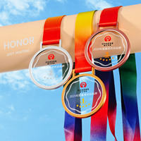 Medalla de Cristal Ecológica Pulida para Maratón, Premio Deportivo, Competición, Honorífica, Impresa a Color, Bañada en Oro, Personalizable
