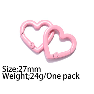 Màu hợp kim hình trái tim vòng chìa khóa hình trái tim Carabiner kích hoạt snap clip nối mùa xuân dây móc khóa - Product Image 5