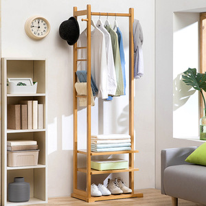 Simple floor-standing <b>clothes</b> <b>rack</b>, solid wood, lazy-style coat <b>rack</b>, home and bedroom minimalist <b>clothes</b> hanging storage <b>rack</b>, - Product Image 2