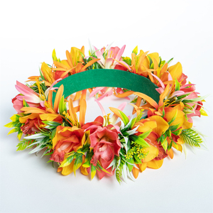 LUYI Couronne florale en feutre avec grande <span class=keywords><strong>fleur</strong></span> d'orchidée <span class=keywords><strong>hawaïenne</strong></span> en soie et feuille en plastique, style Haku, pour festival de danse Hula - Product Image 2