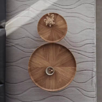 Table basse de salon de luxe en bois rond, design classique moderne et simple, couleur noyer, ensemble de tables basses de luxe