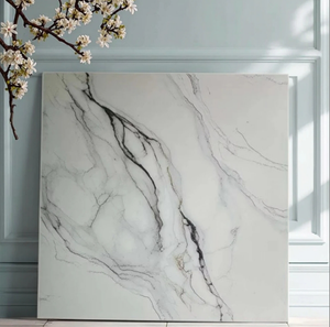 กระเบื้องปูพื้นพอร์ซเลนลายหินอ่อนสีขาวขนาด 600x600 มม. จาก Foshan ขายดี ผิวเคลือบกันลื่น ราคาถูก ใช้ปูพื้นและผนัง - Product Image 1
