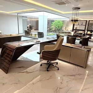 Juego de escritorio y silla ejecutiva de lujo en forma de L para el hogar Fácil montaje para el presidente CEO Director de oficina o Big Boss - Product Image 3