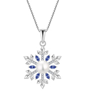 Pendentif élégant ZG en laiton avec perle d'eau douce et pierre précieuse en forme de flocon de neige, cadeau de Noël pour femme