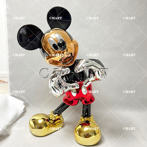 Gran Escultura de Resina de Mickey Coors, Modelo de Ratón con Electroplacado para Arte, Decoración del Hogar con Corazón de Amor de Dibujos Animados - Product Image 5