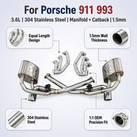 Sistema de Escape Completo OEM con Colectores de Escape de Igual Longitud + Sistema Catback para Porsche 911 993 3.6L 1994-2000 SS304 1.5mm de Alto Rendimiento