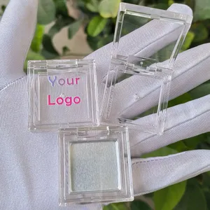Y025 embalagem de plástico vazio com blush de marca própria personalizada quadrada transparente de alta qualidade em pó prensado estojo compacto